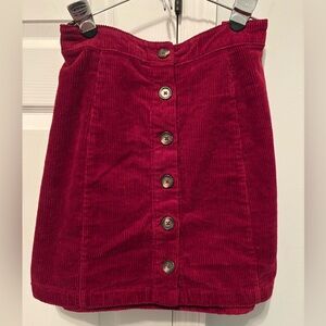 Maroon Corduroy Button-Front Skirt Forever 21 2x